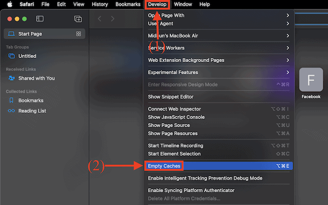 Empty Cache option in Safari Browser