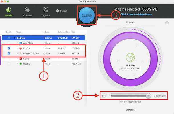 Choose the Browser cache from the list