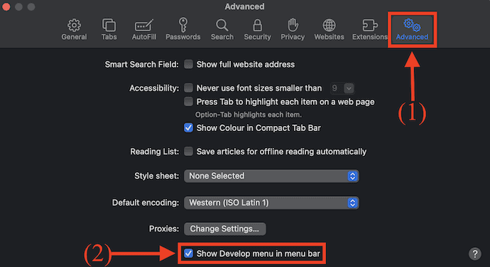 Enable Develop option in Safari Browser