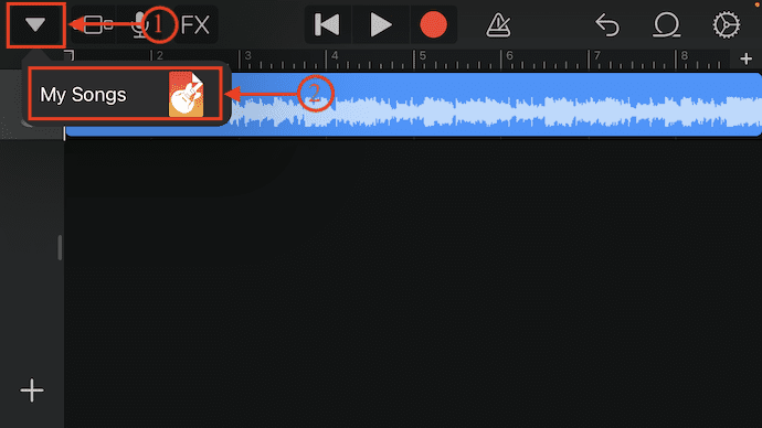 My Songs option in GarageBand