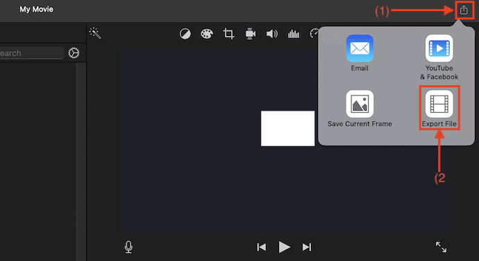 Share & Export option in iMovie