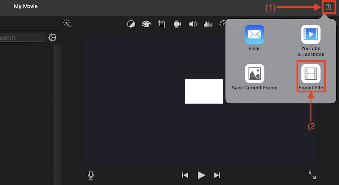 Share & Export option in iMovie