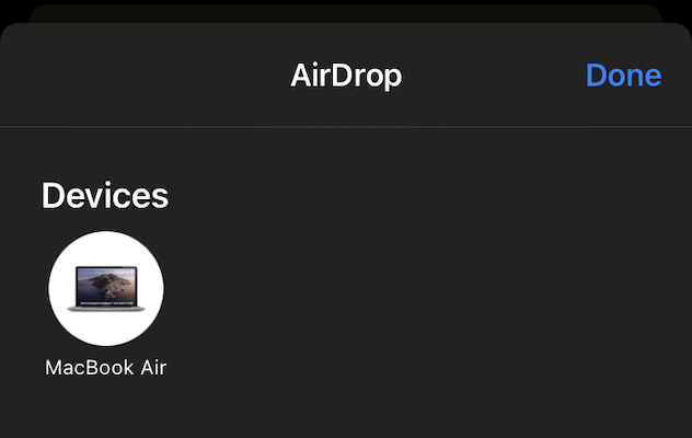 AirDrop Device list
