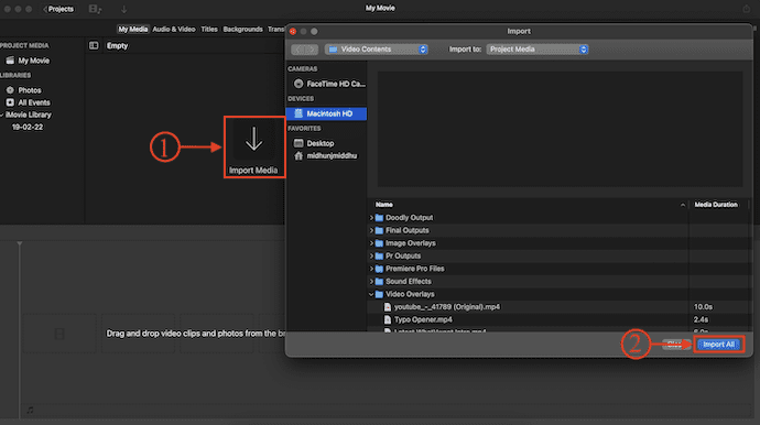 Import Media in iMovie