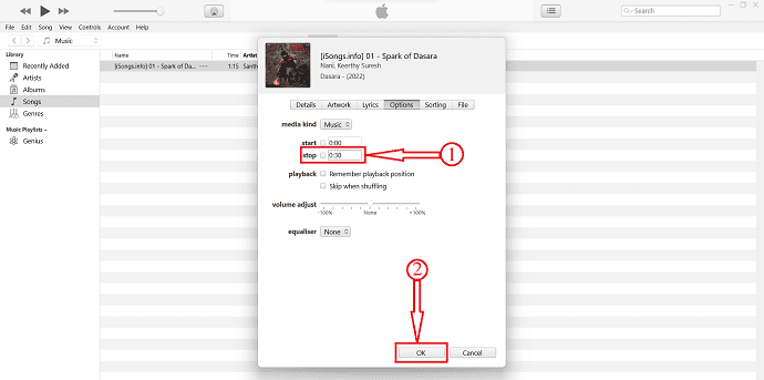 Shorten song duration in iTunes