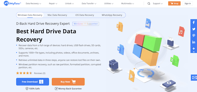 iMyFone D-Back Hard Drive Recovery Expert Homepage