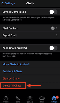 Delete All Chats option