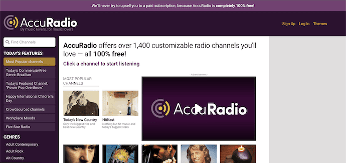 AccuRadio Homepage