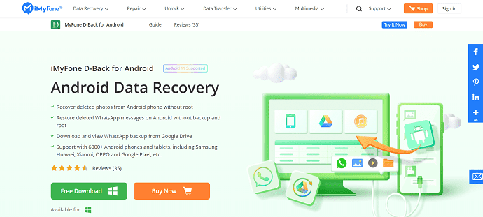 D-Back Android Data Recovery Homepage