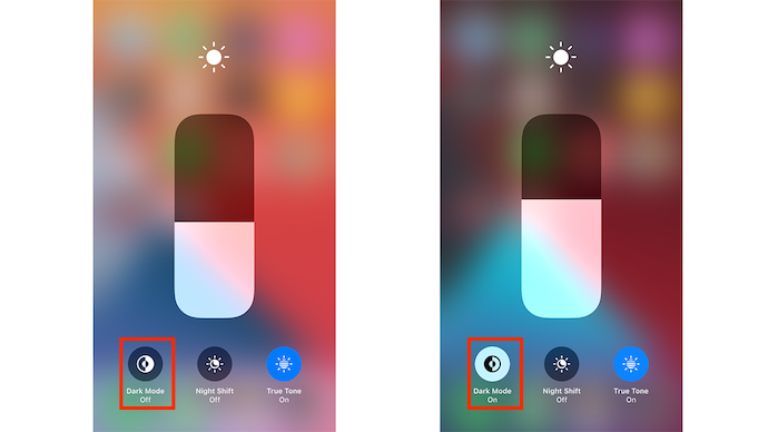 Enable Dark Mode From Control Center