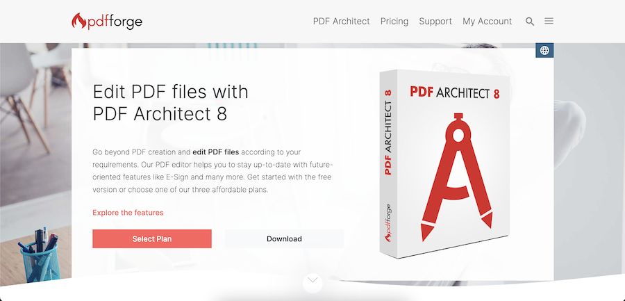 PDFforge PDF Architect Homepage