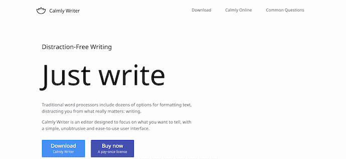 Calmly Writer Homepage