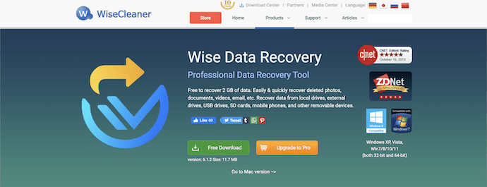 Wise Data Recovery Homepage