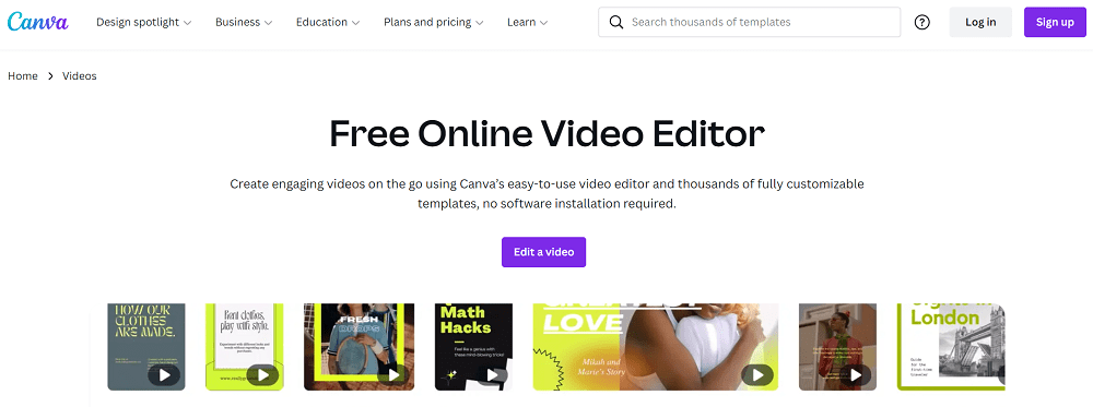 Canva Free Video editor