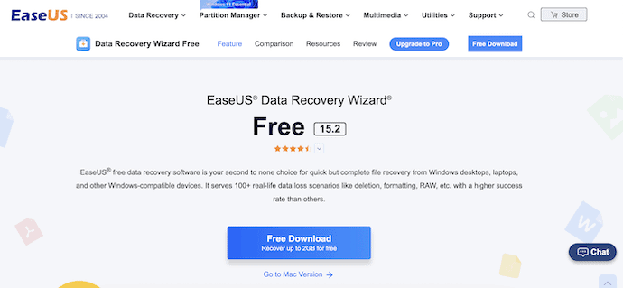 EaseUS Data Recovery Homepage