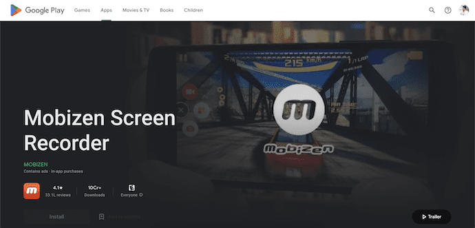 Mobizen Screen Recorder Homepage