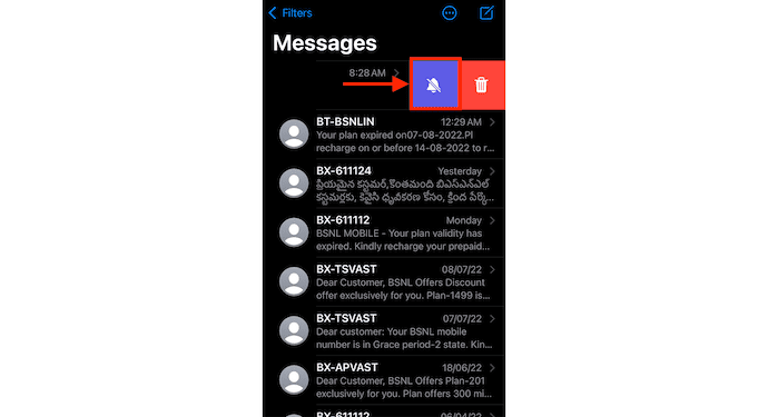 Turn OFF notifications for iPhone Messages