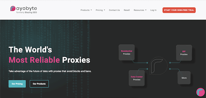 Rayobyte Proxies Homepage