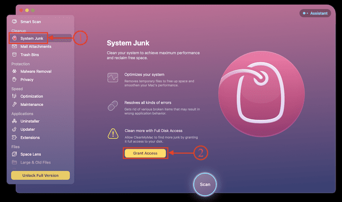 Grant Access to CleanMyMac X