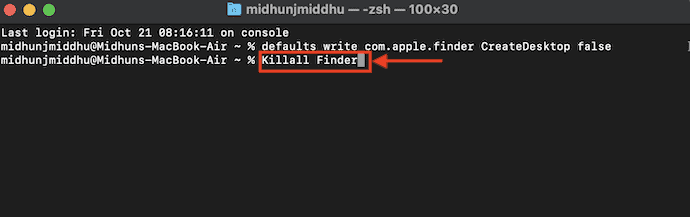Command 2 to hide Icons from Mac Desktop
