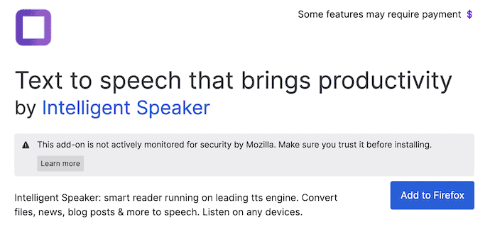 Text-to- Speech that brings your productivity - Extension for Firefox