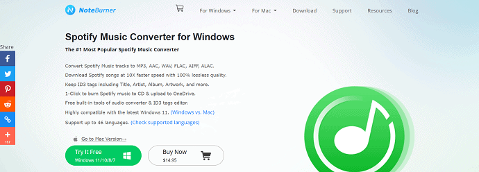 NoteBurner Spotify Homepage
