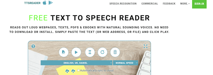 Free Text to speech reader Homepage