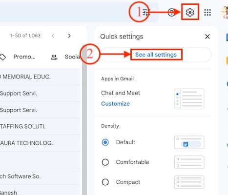 Settings Option in Gmail