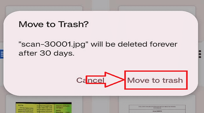 trash option in Google Docs