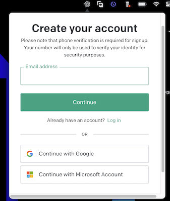 Create Account for ChatGPT