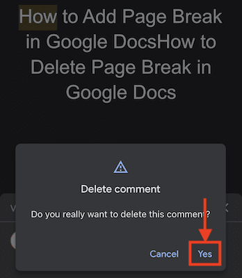Confirm Deletion in Google Docs on iOS