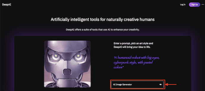 AI Image Generator in DeepAI