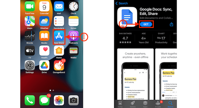 Download Google Docs from iOS Appstore