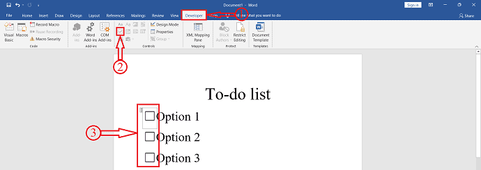 Insert Checkbox in Microsoft Word