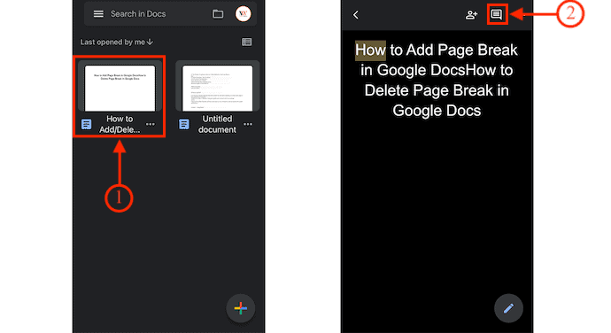 Comment option in Google Docs on iOS
