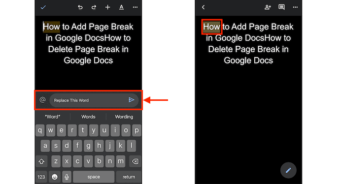 Enter your comment in Google Docs on iOS