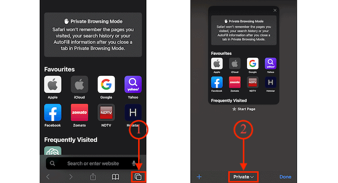 Turn OFF Private Browsing Mode in Safari Browser