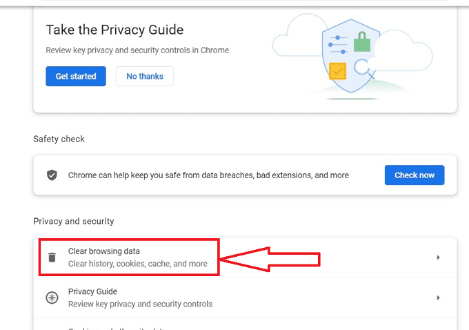 Clear browsing data