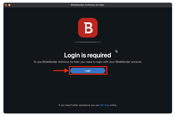 Bitdefender Login page