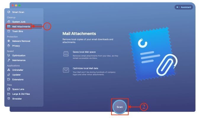 Mail Attachments option in CleanMyMac X