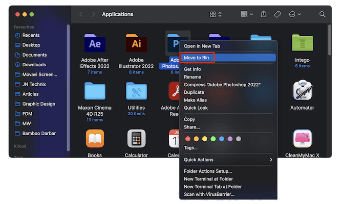 Uninstall application on Mac