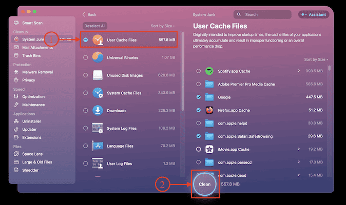 Select Browser Cache in CleanMyMac X