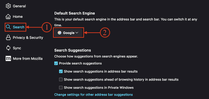 Search Engine in Mozilla Firefox