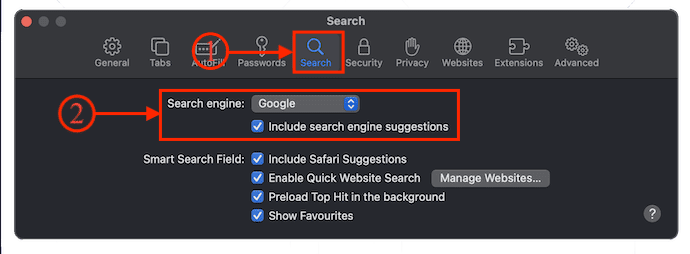 Search Engine in Safari 