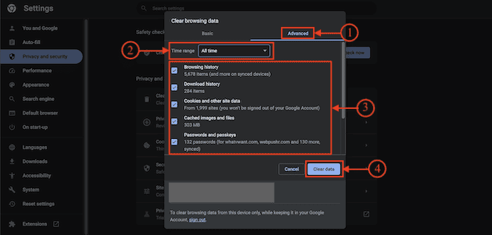 Choose criteria in Google Chrome