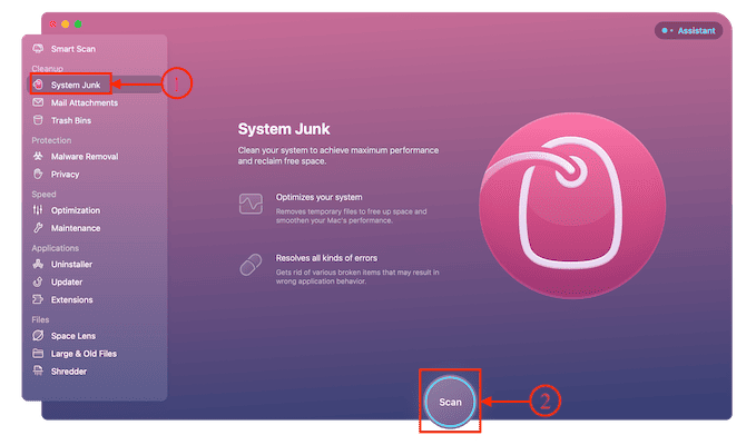 System Junk option in CleanMyMac X