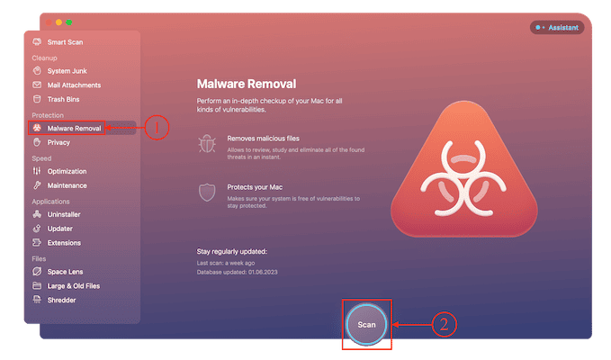 Scan for Malware removal in CleanMyMac X