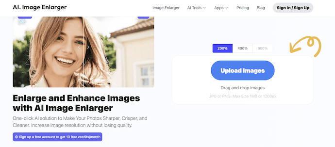 AI Image Enlarger Homepage