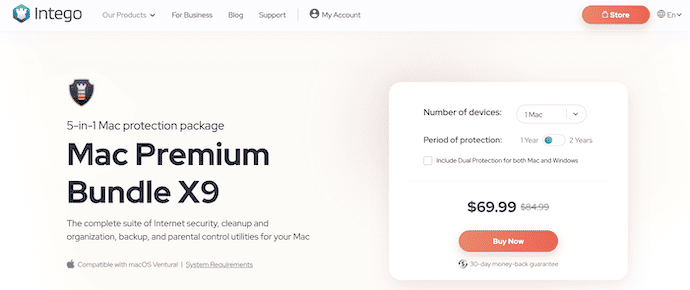 Intego Mac Premium Bundle X9 Homepage