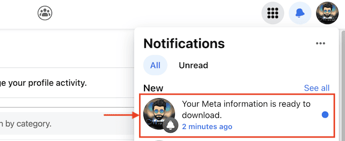 Notification in Facebook